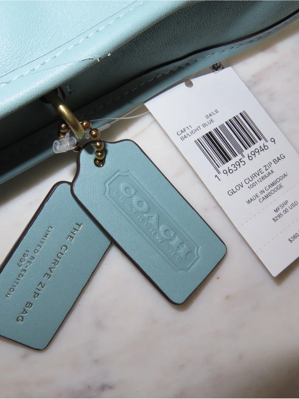 COACH Glov Curve Zip Bag in Light Blue